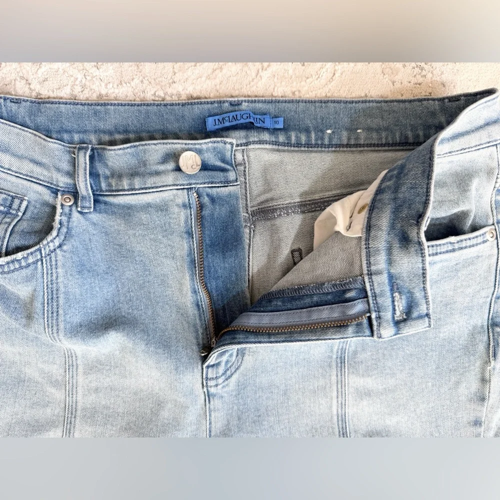 J McLaughlin Clearwater Jeans Womens 10 Lt Blue Pintuck Bootcut High Rise